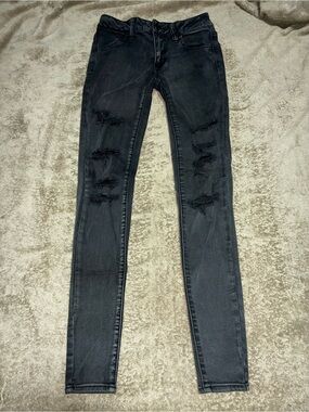 American Eagle Outfitters Black Distressed Skinny Jeans - Women
